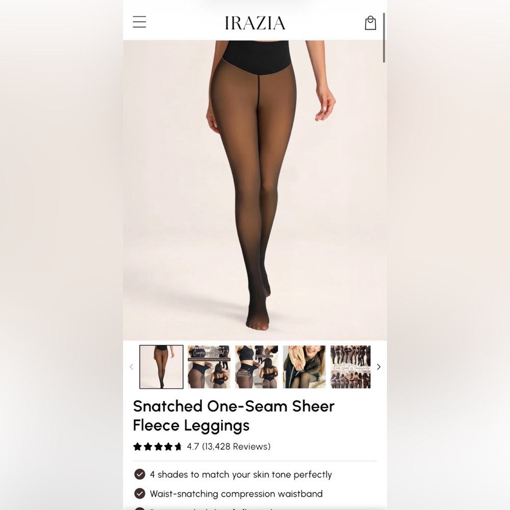 Sheer Fleece-line Black Tights